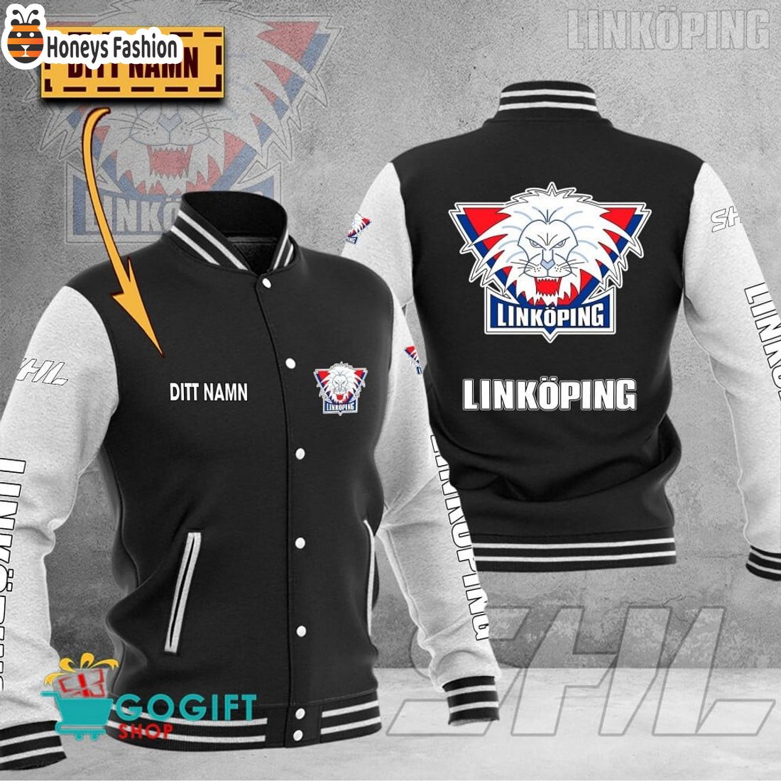 Linkoping HC SHL Custom Name Baseball Jacket