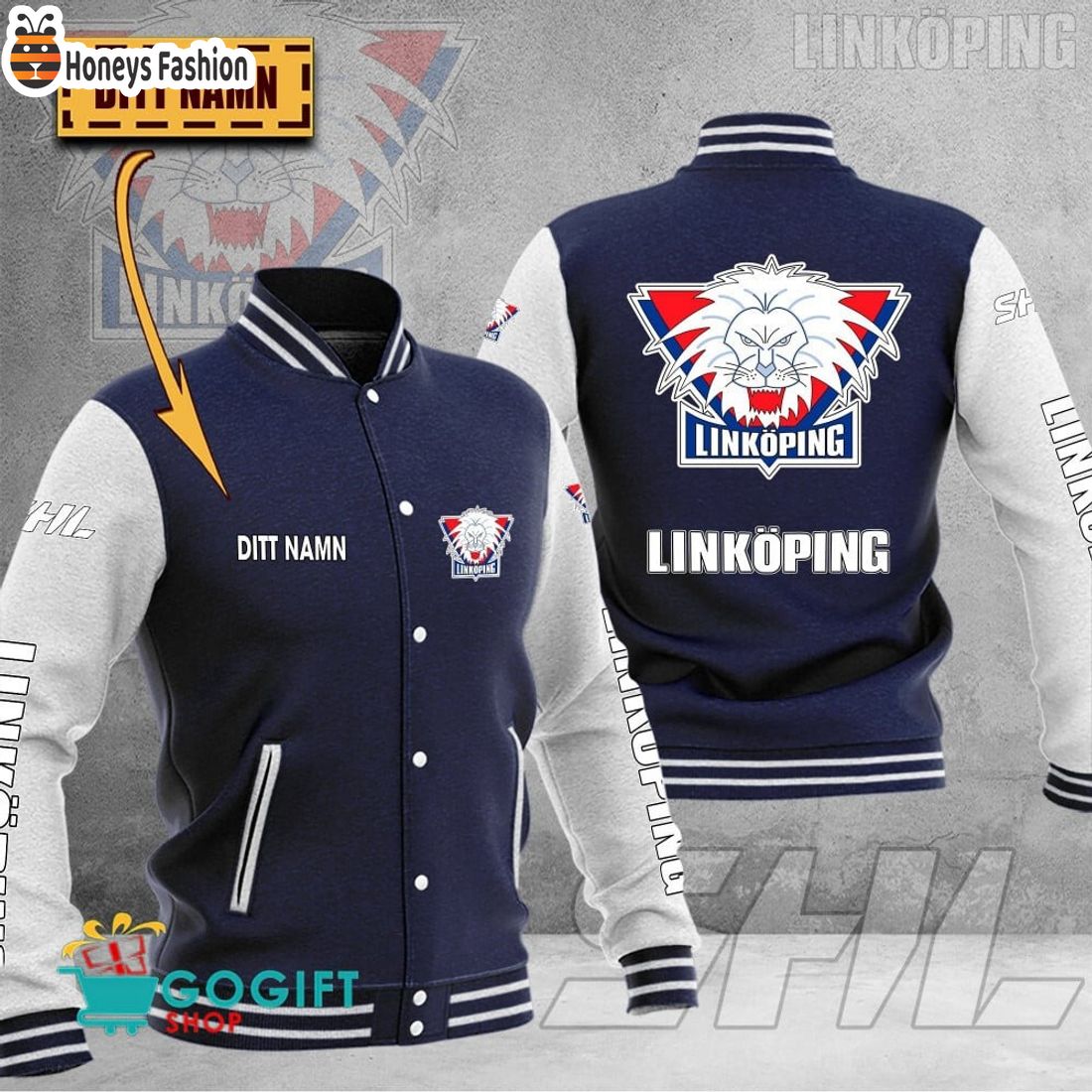 Linkoping HC SHL Custom Name Baseball Jacket