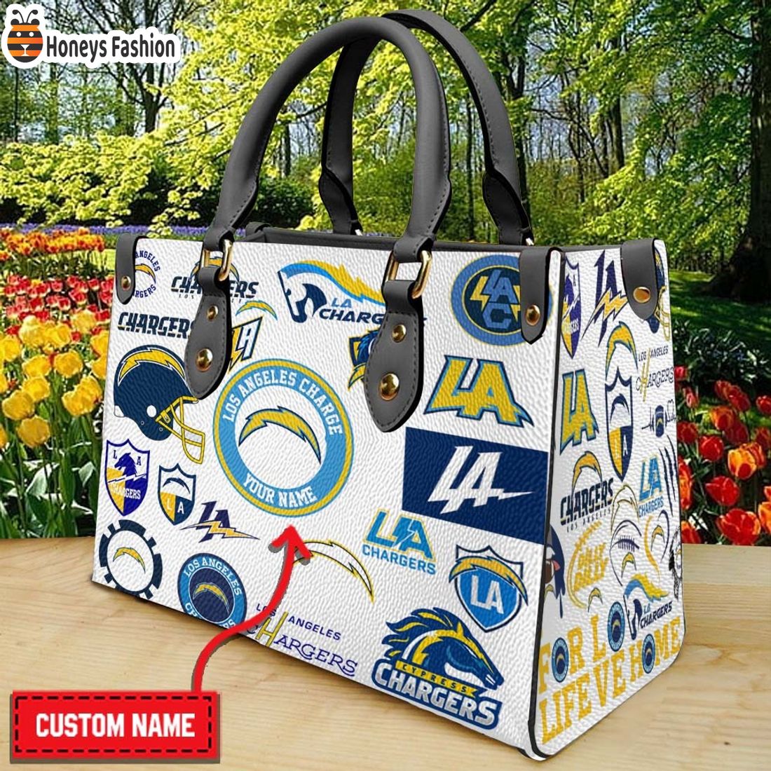 Los Angeles Chargers Personalized Leather Handbag
