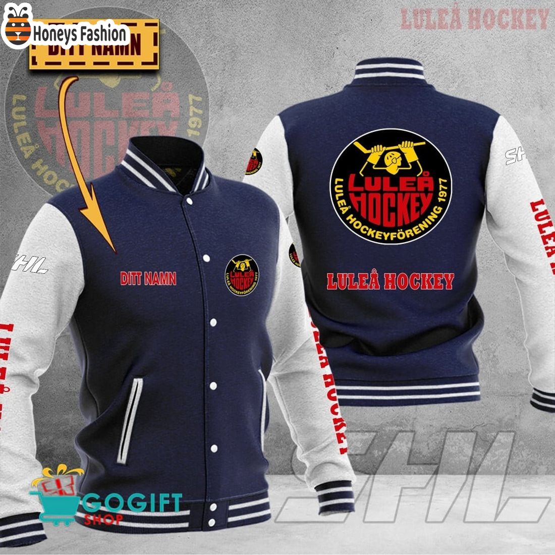 Lulea HF SHL Custom Name Baseball Jacket