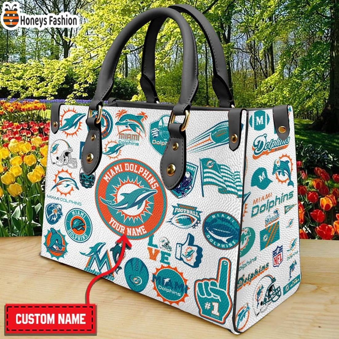 Miami Dolphins Personalized Leather Handbag