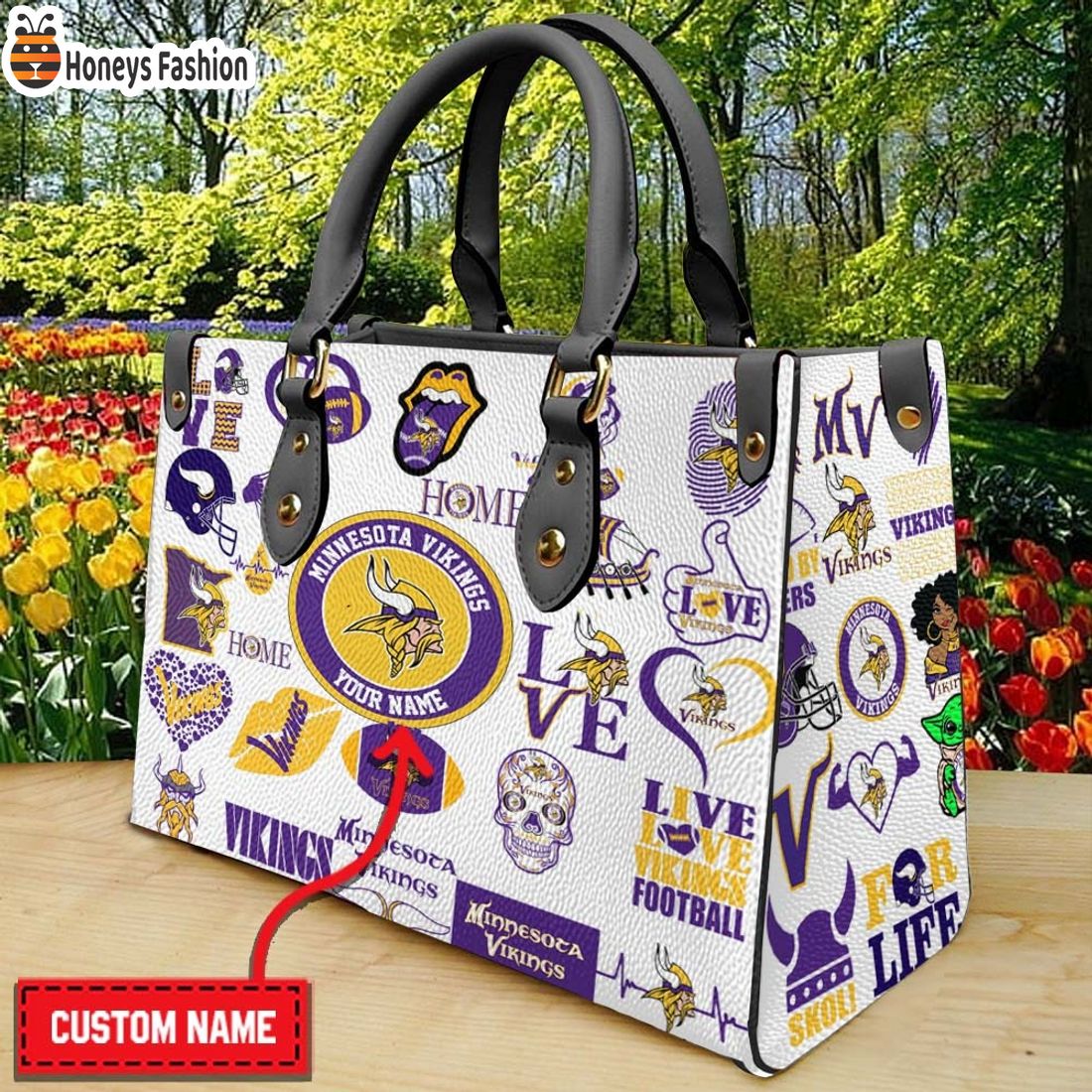 Minnesota Vikings Personalized Leather Handbag