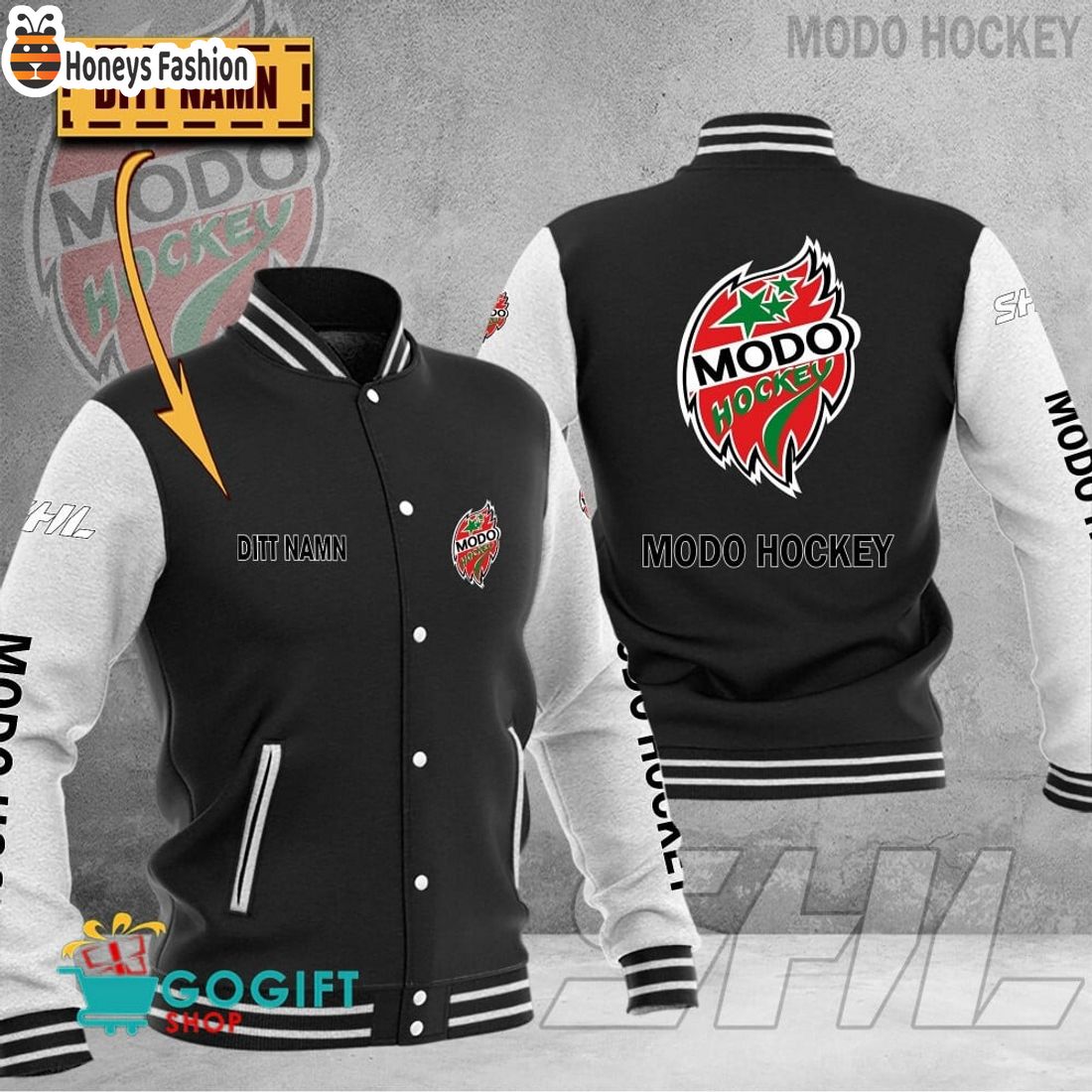 Modo Hockey SHL Custom Name Baseball Jacket