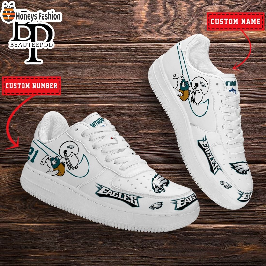 Philadelphia Eagles NFL Snoopy Personalized Air Force 1 Shoes