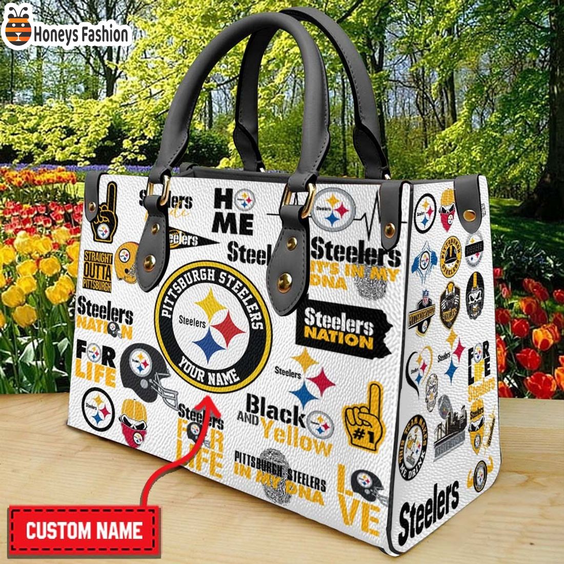 Pittsburgh Steelers Personalized Leather Handbag