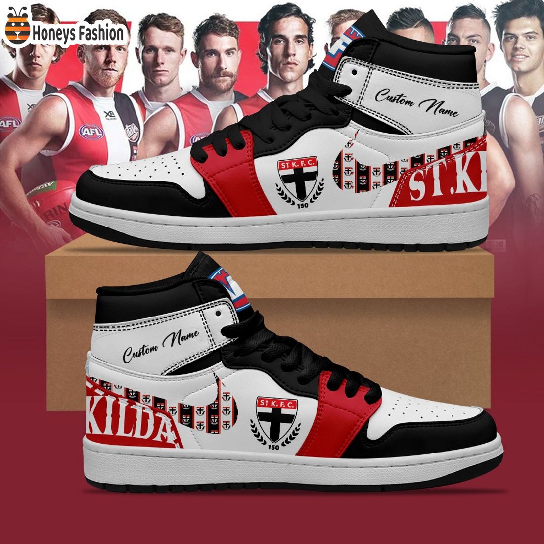 St Kilda Saints Football Club Custom Name Air Jordan 1 Sneaker