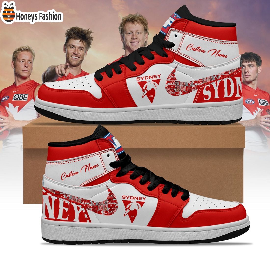 Sydney Swans Football Club Custom Name Air Jordan 1 Sneaker