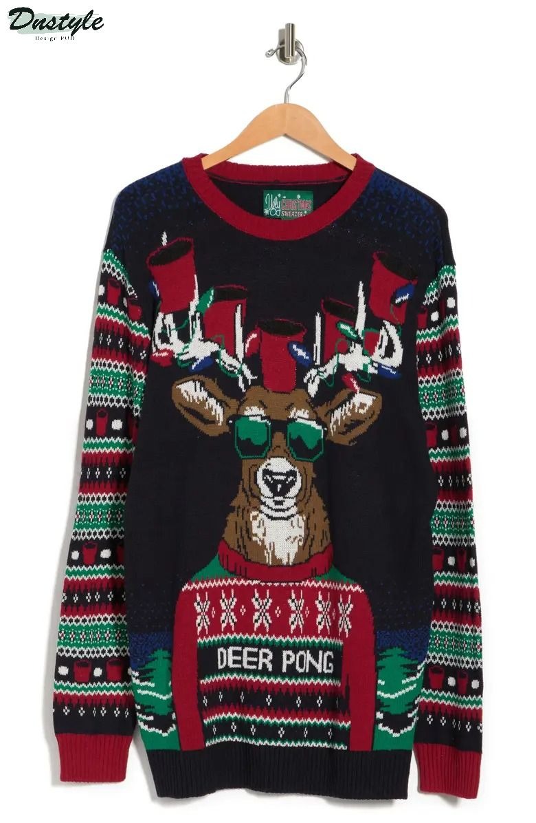Deer Pong ugly christmas sweater