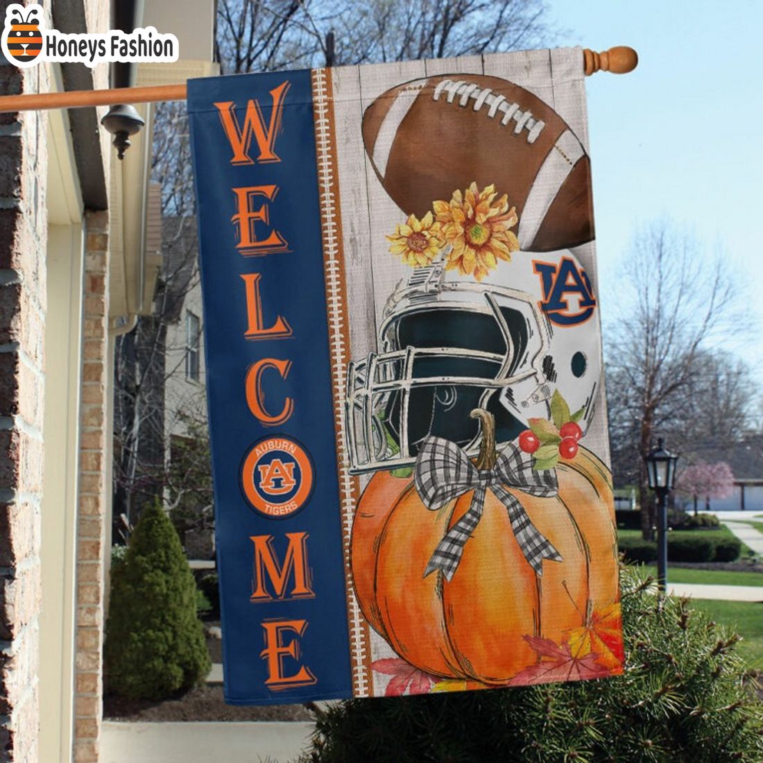 Auburn Tigers NCAA Halloween Welcome Flag