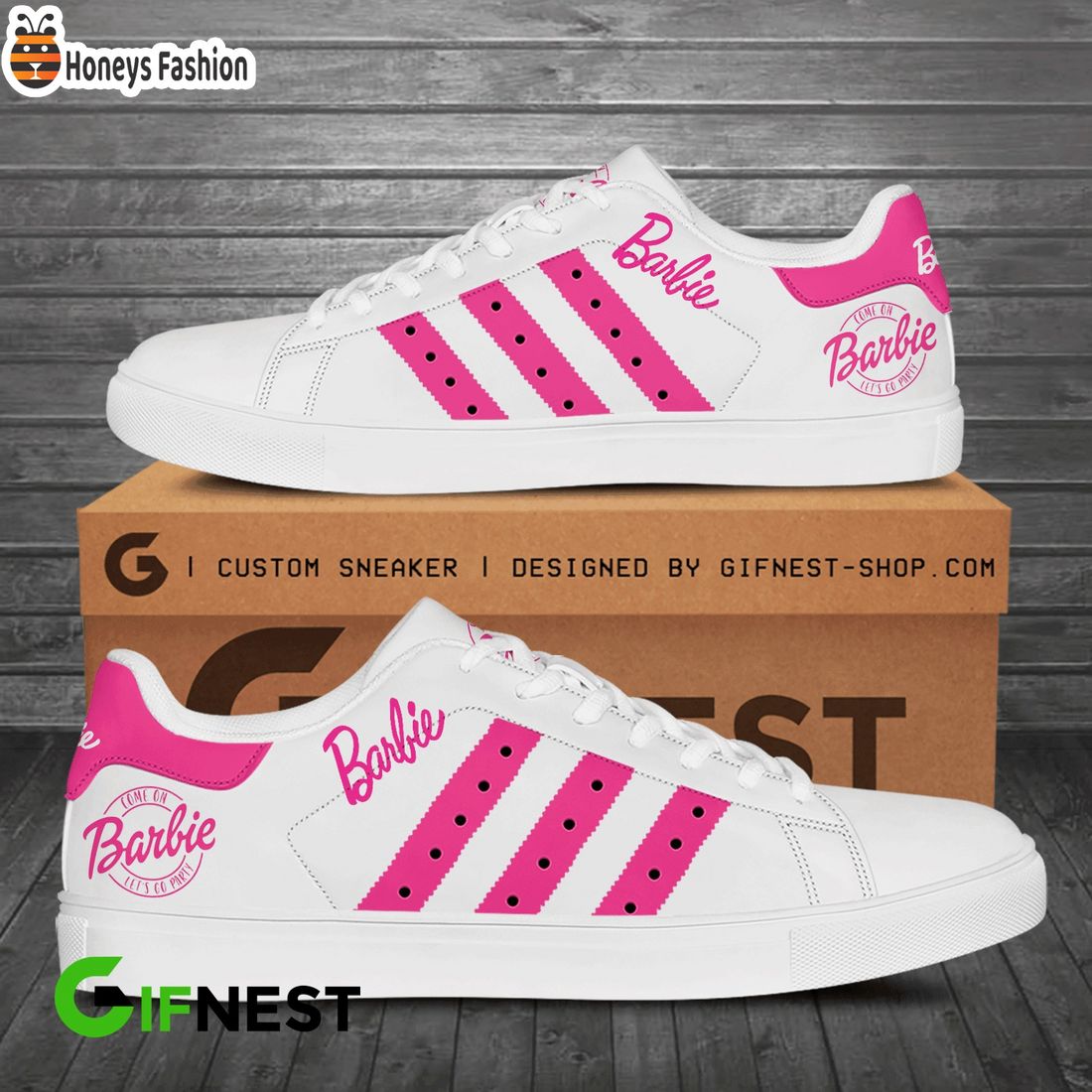 Barbie white stan smith skate shoes