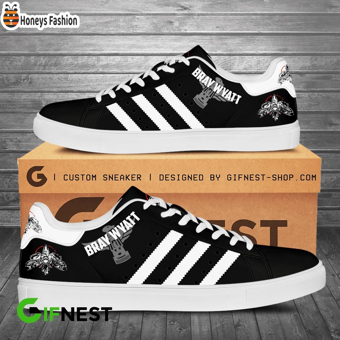 Bray Wyatt black white stan smith skate shoes