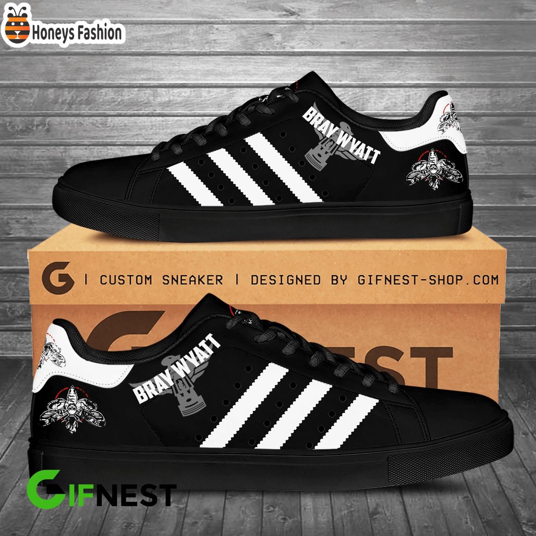 Bray Wyatt black white stan smith skate shoes