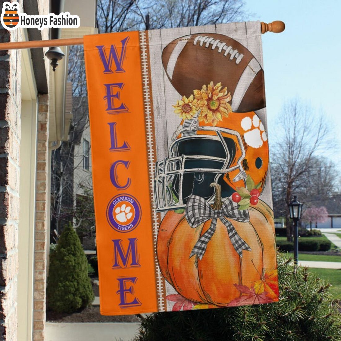 Clemson Tigers NCAA Halloween Welcome Flag