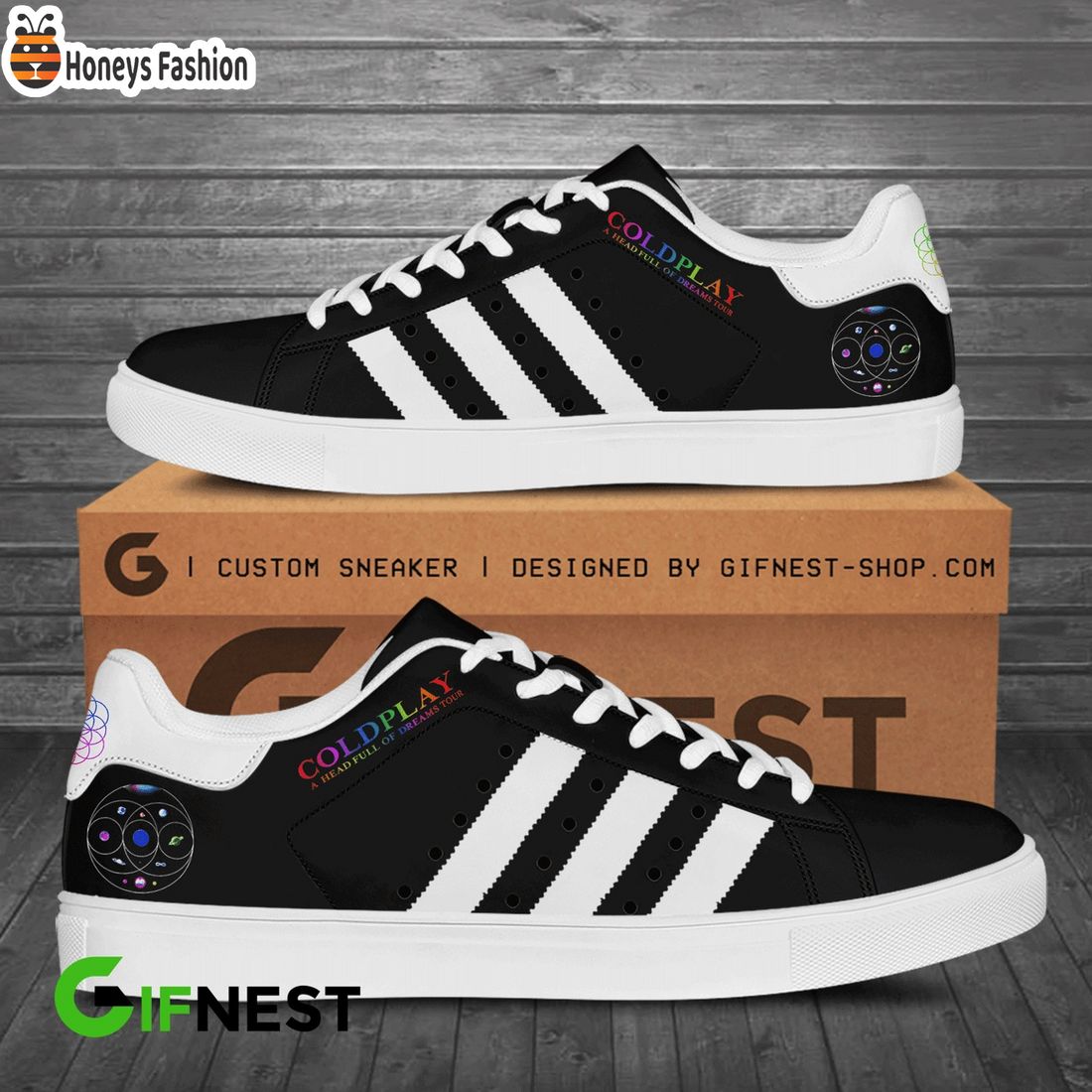Coldplay black stan smith skate shoes