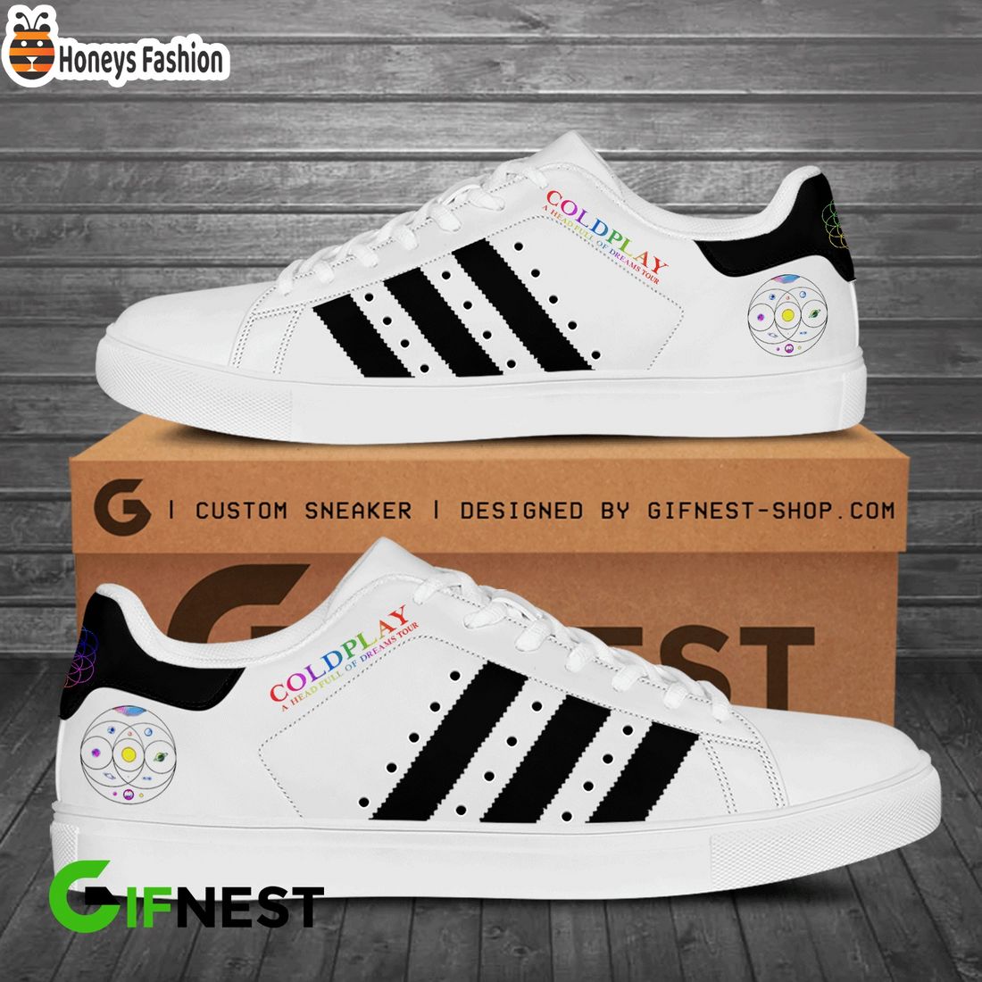 Coldplay white stan smith skate shoes