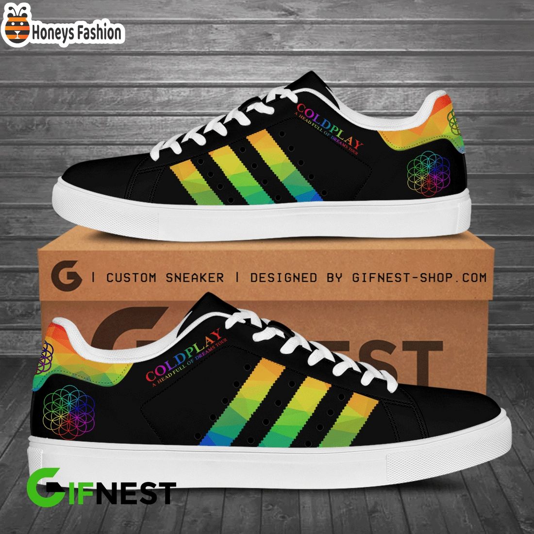 Coldplay x LGBT black stan smith skate shoes
