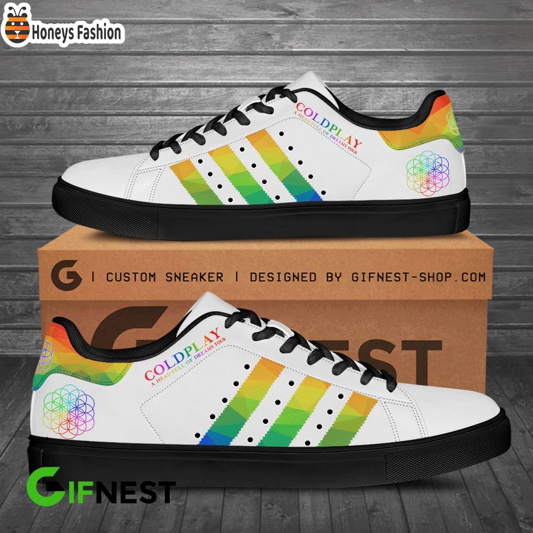 Coldplay x LGBT white stan smith skate shoes