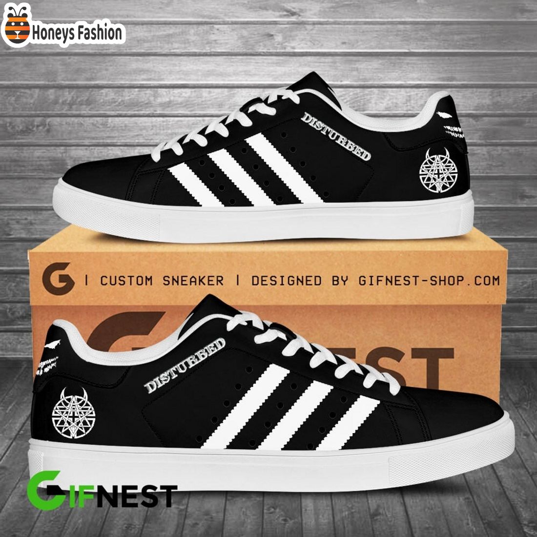 Disturbed black stan smith adidas shoes