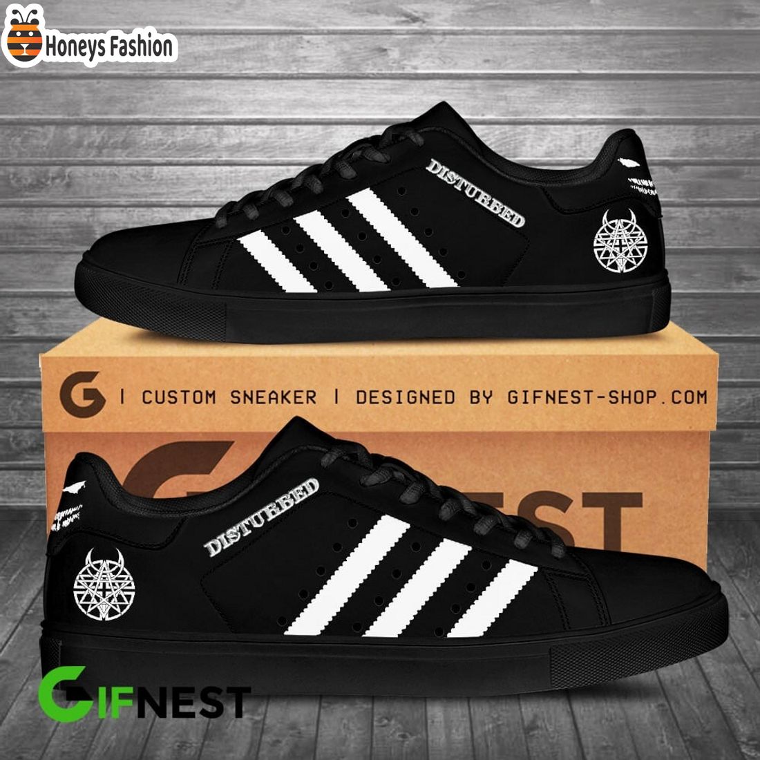 Disturbed black stan smith adidas shoes