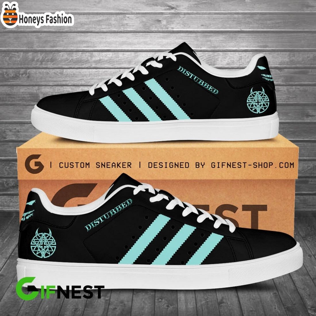 Disturbed black stan smith skate shoes