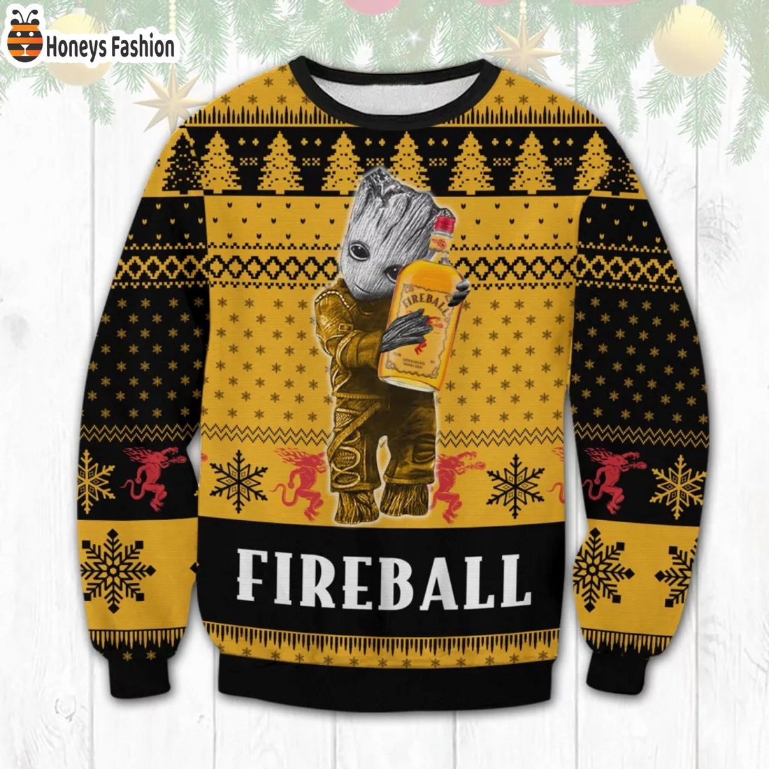 Fireball Groot Ugly Christmas Sweater