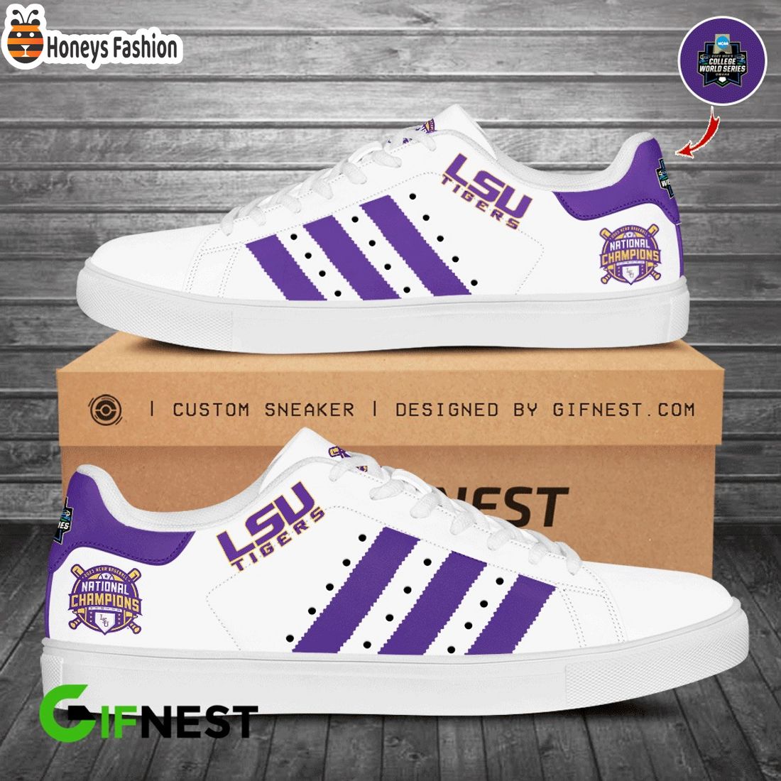 LSU Tigers stan smith skate shoes