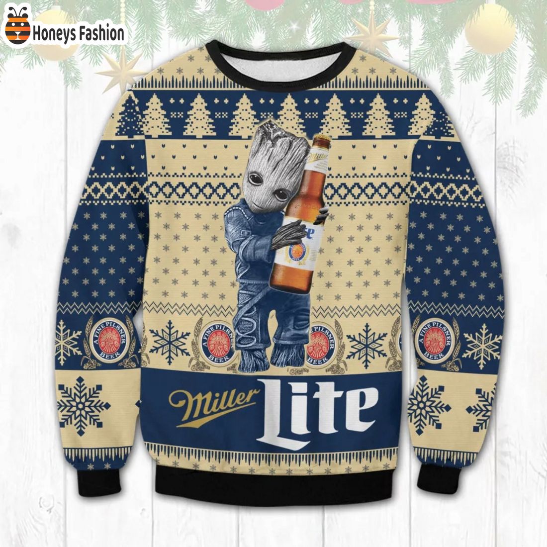 Miller Lite Groot Ugly Christmas Sweater