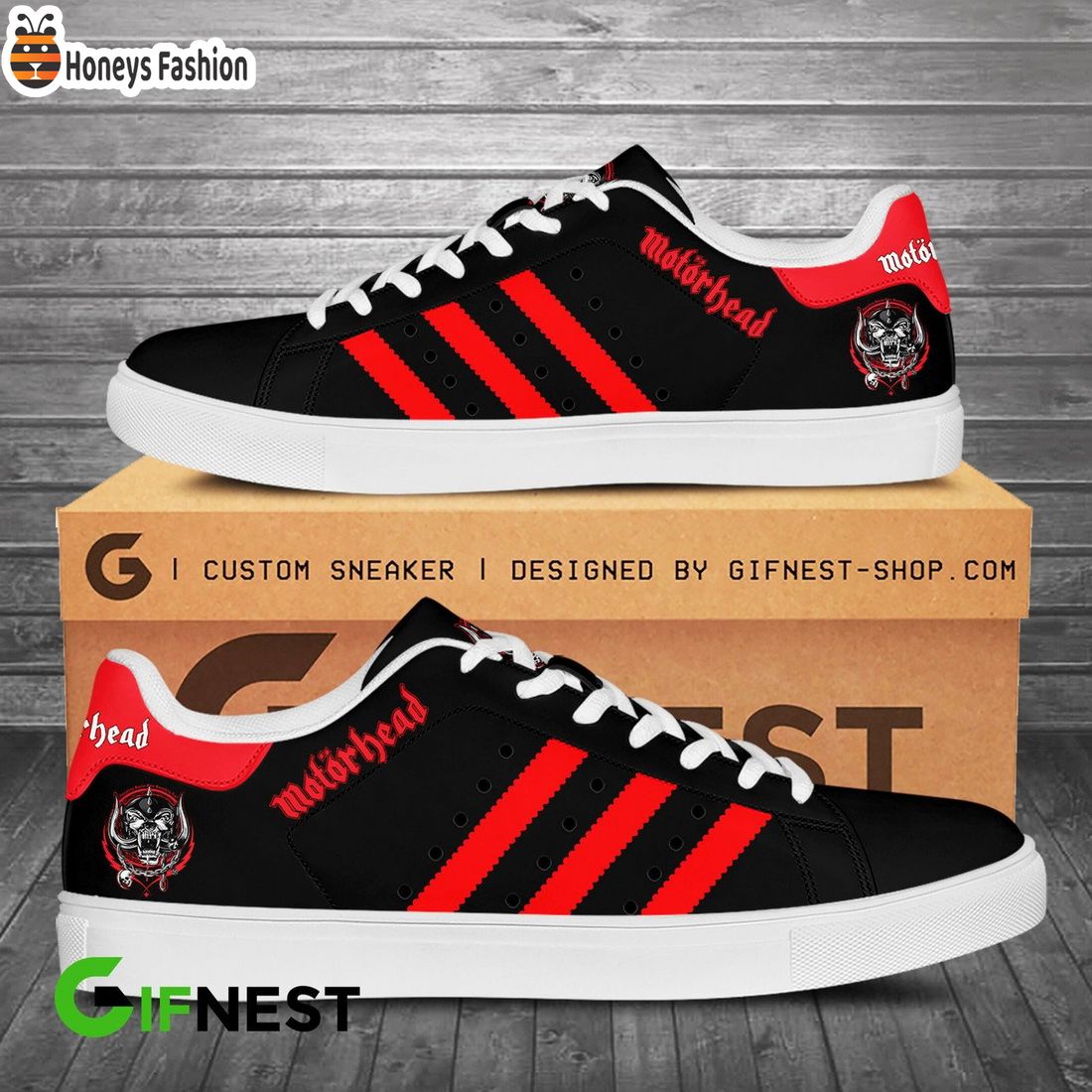 Motorhead black red stan smith skate shoes