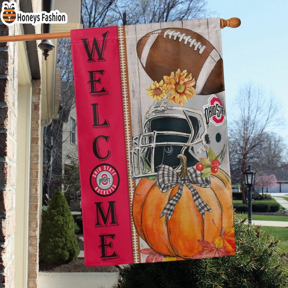 Ohio State Buckeyes NCAA Halloween Welcome Flag