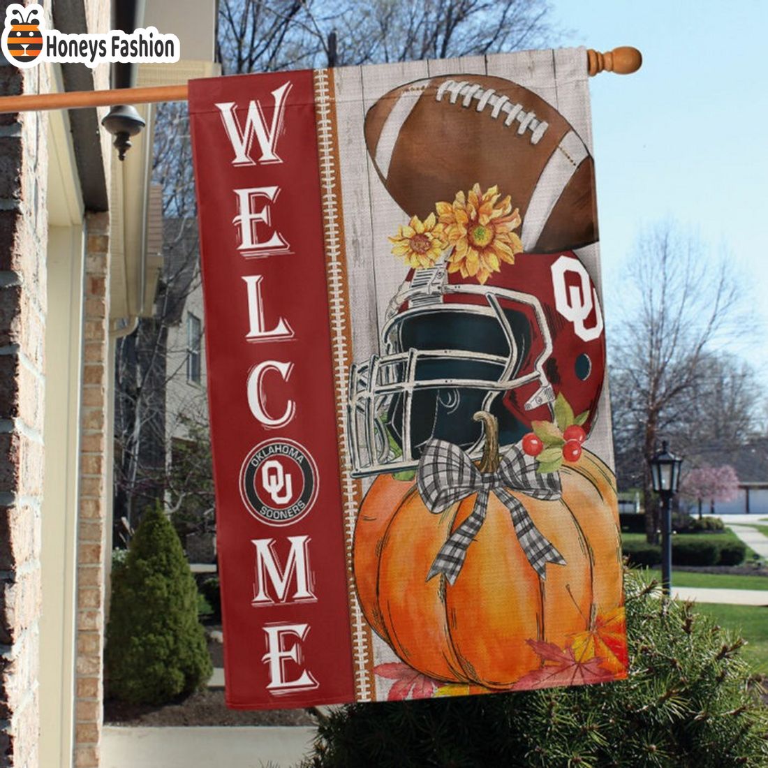 Oklahoma Sooners NCAA Halloween Welcome Flag