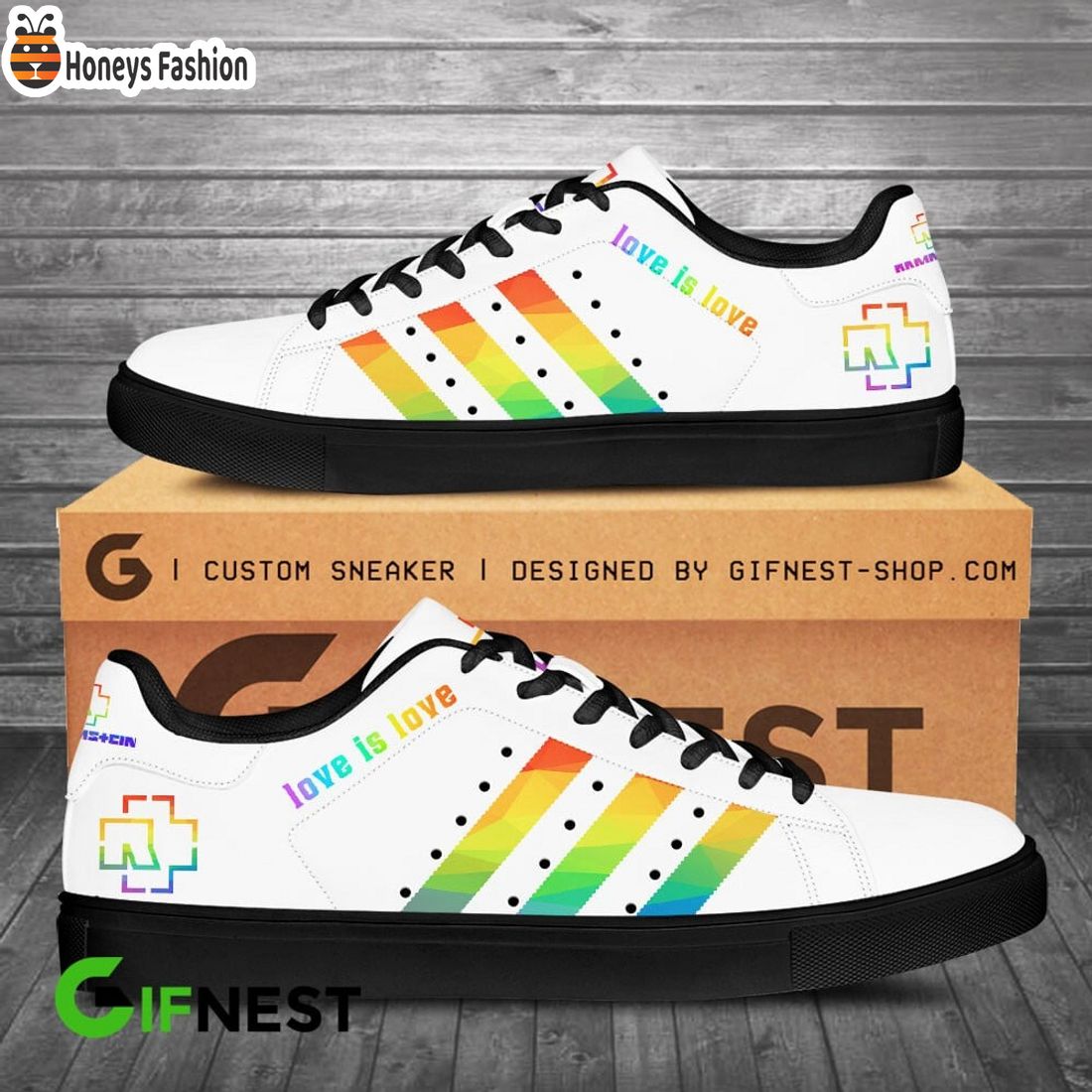 Rammstein x LGBT white stan smith skate shoes