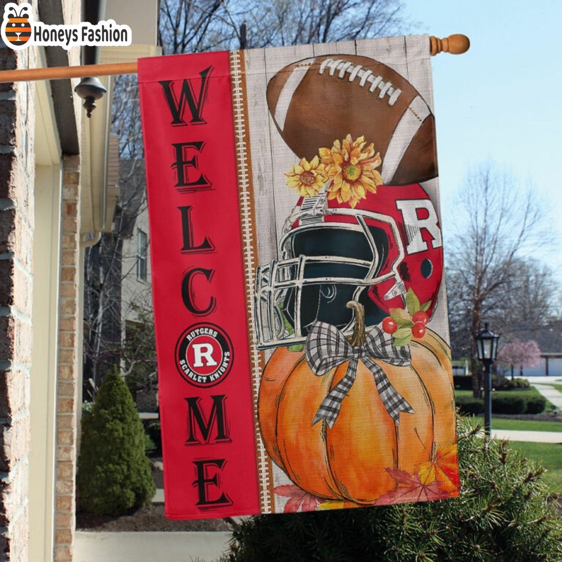 Rutgers Scarlet Knights NCAA Halloween Welcome Flag