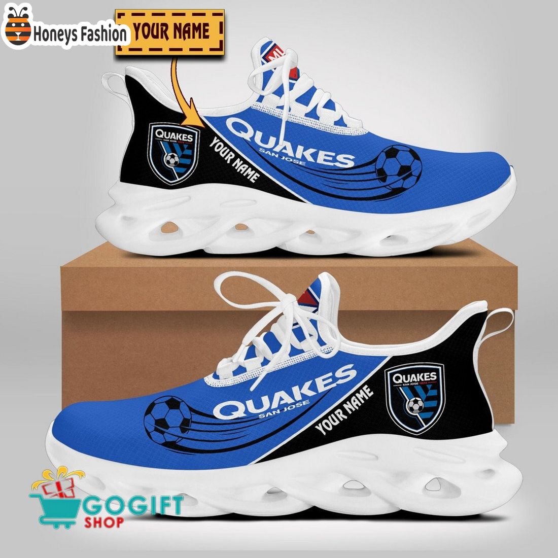 San Jose Earthquakes MLS Custom Name Max Soul Sneaker