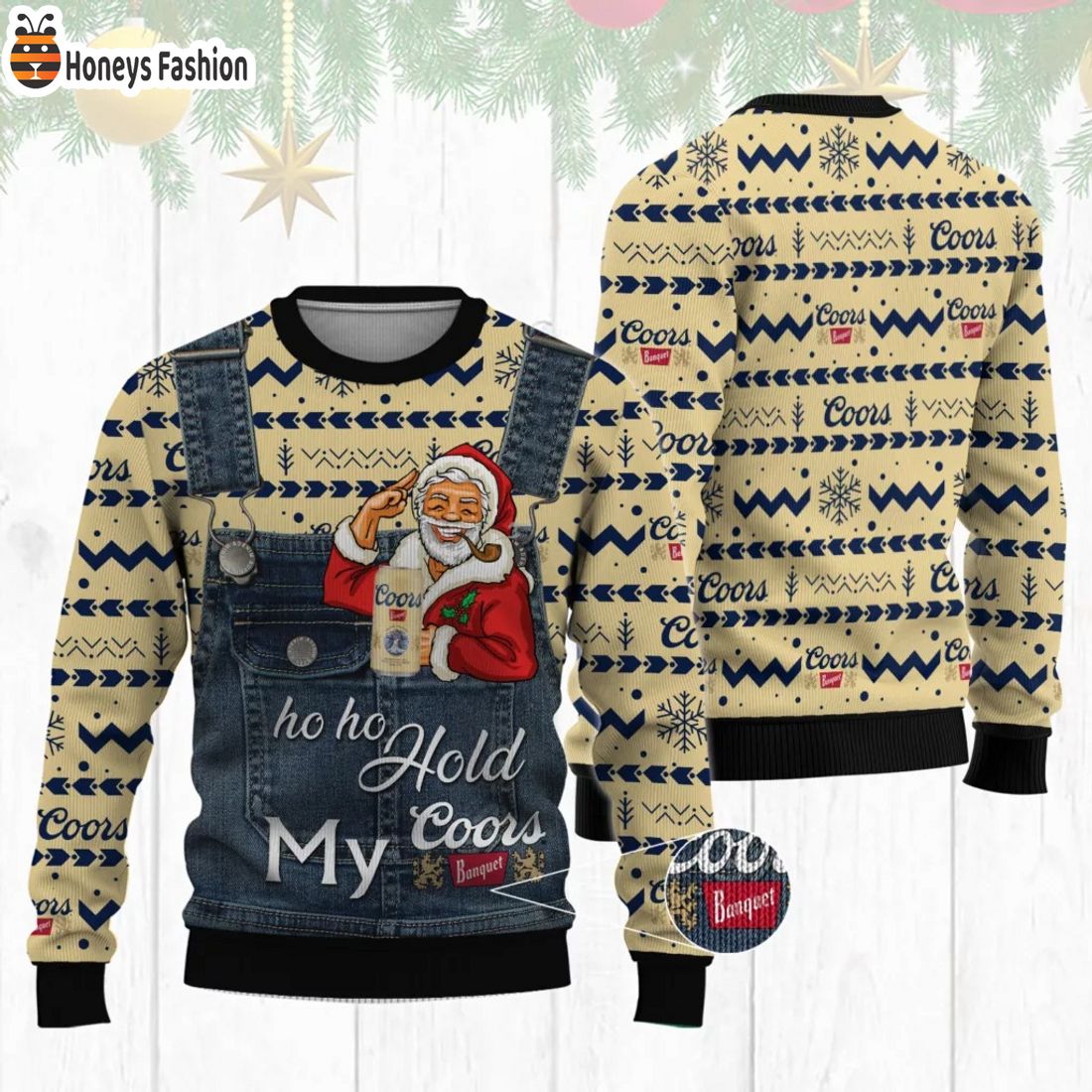 Santa Hold My Coors Banquet Ugly Christmas Sweater