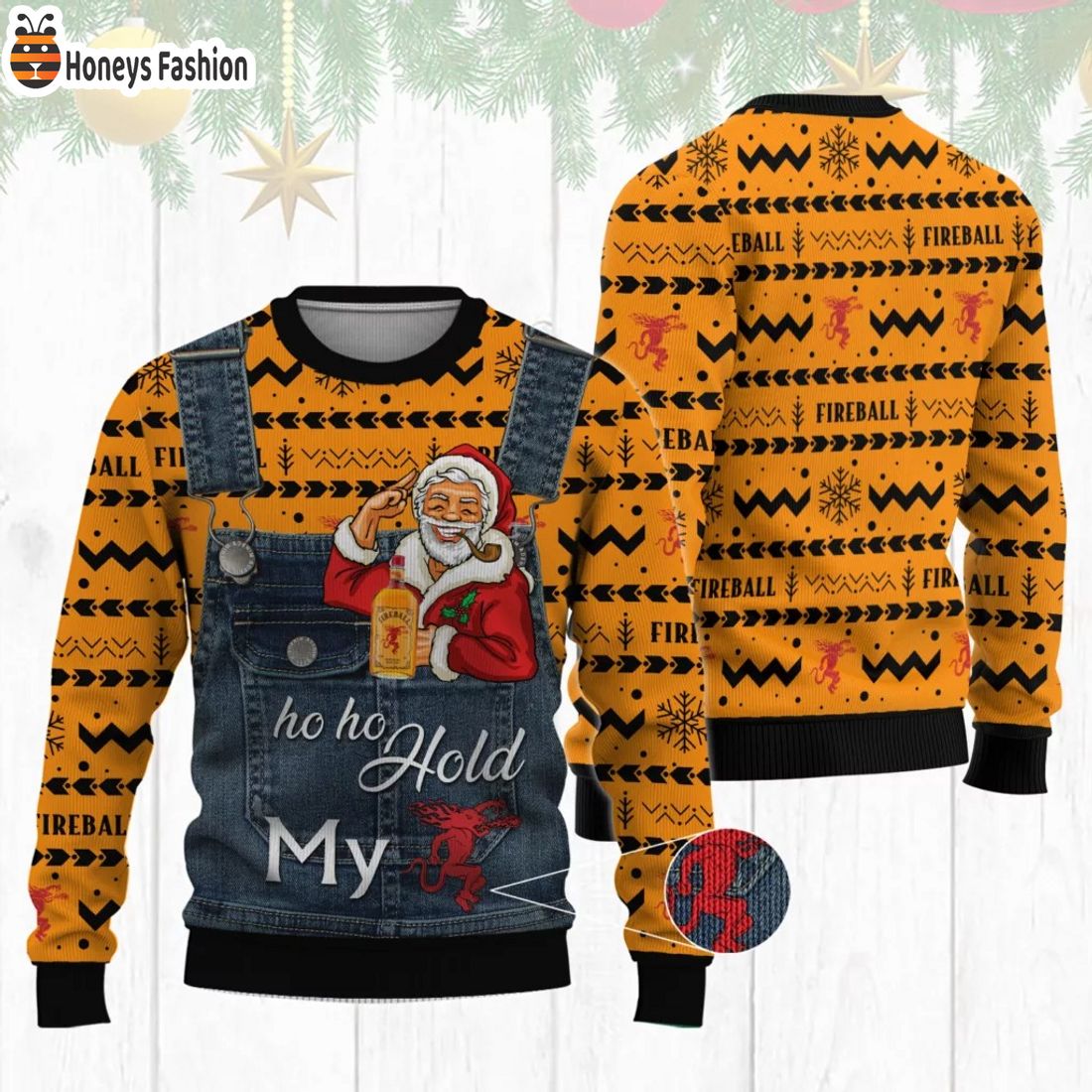 Santa Hold My Fireball Ugly Christmas Sweater