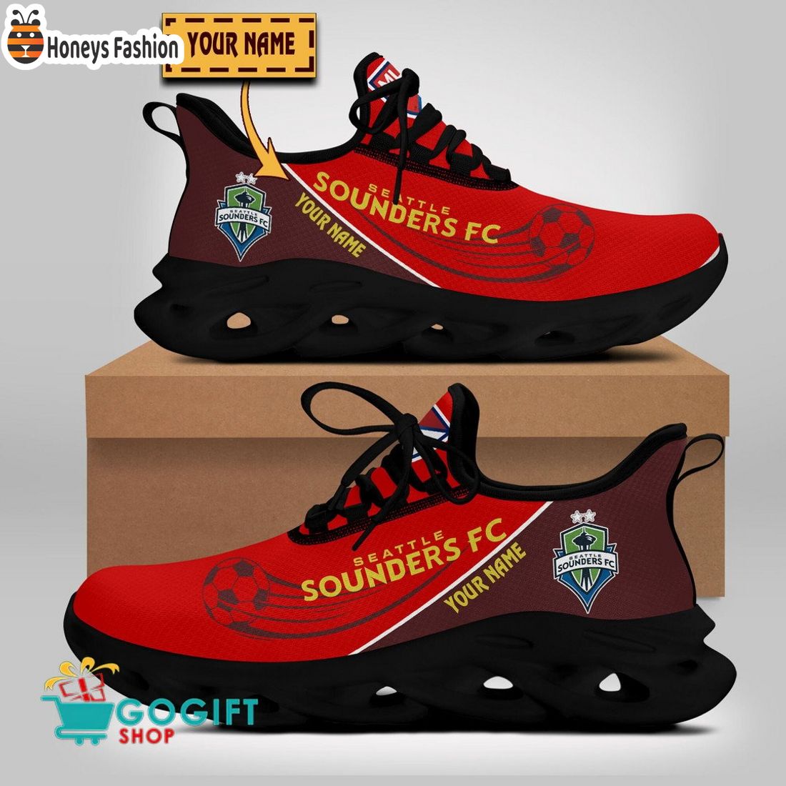 Seattle Sounders FC MLS Custom Name Max Soul Sneaker