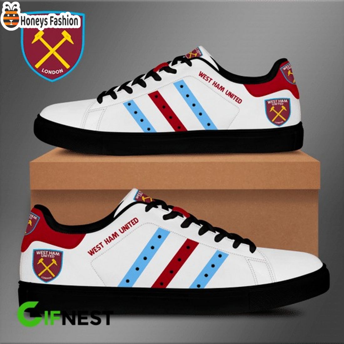 West Ham United white stan smith skate shoes