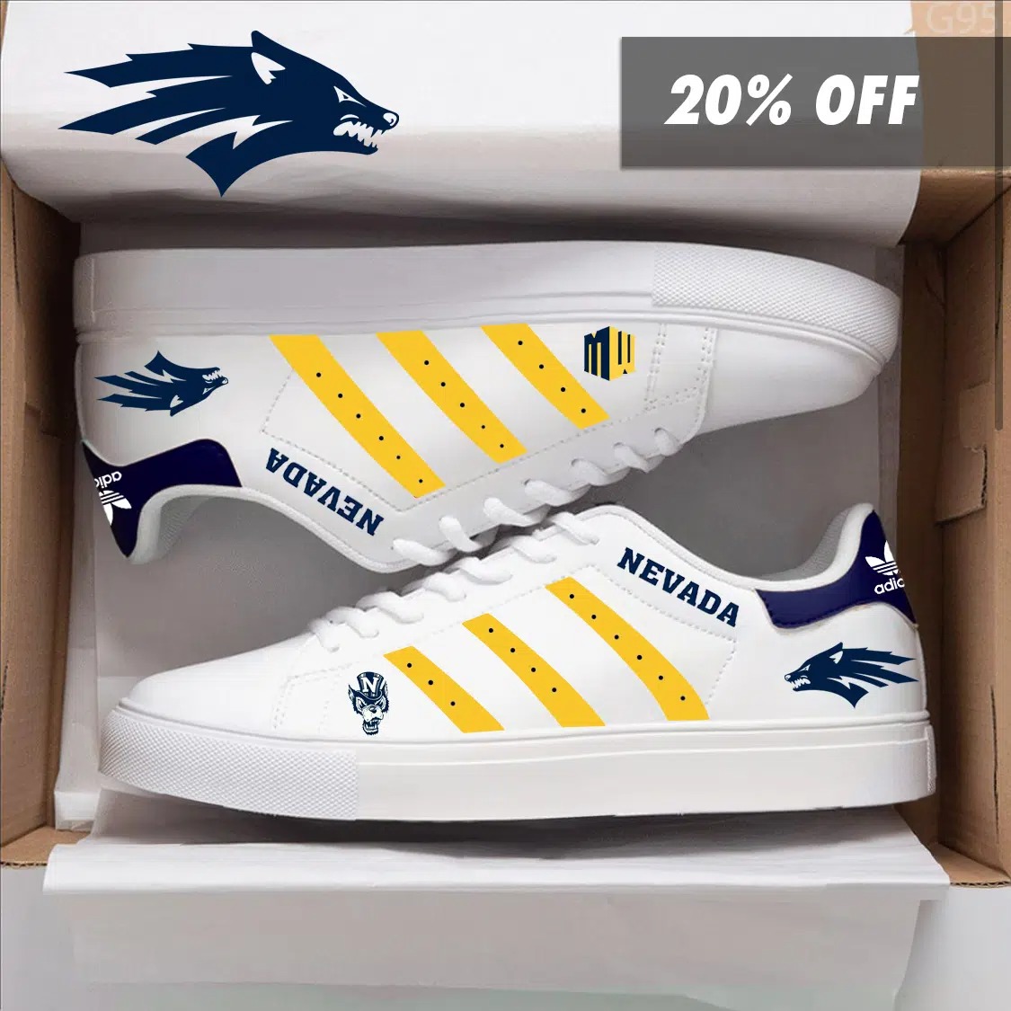 Nevada Wolf Pack NCAA Adidas Stan Smith Low Top Shoes