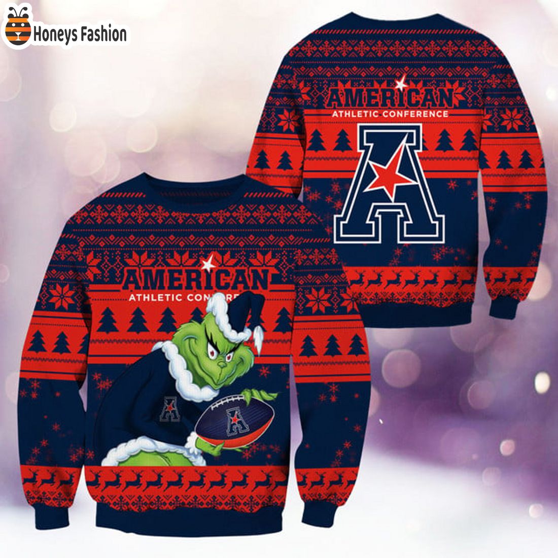 BEST TRENDING American Athletic Conference NCAA Grinch Ugly Christmas Sweater