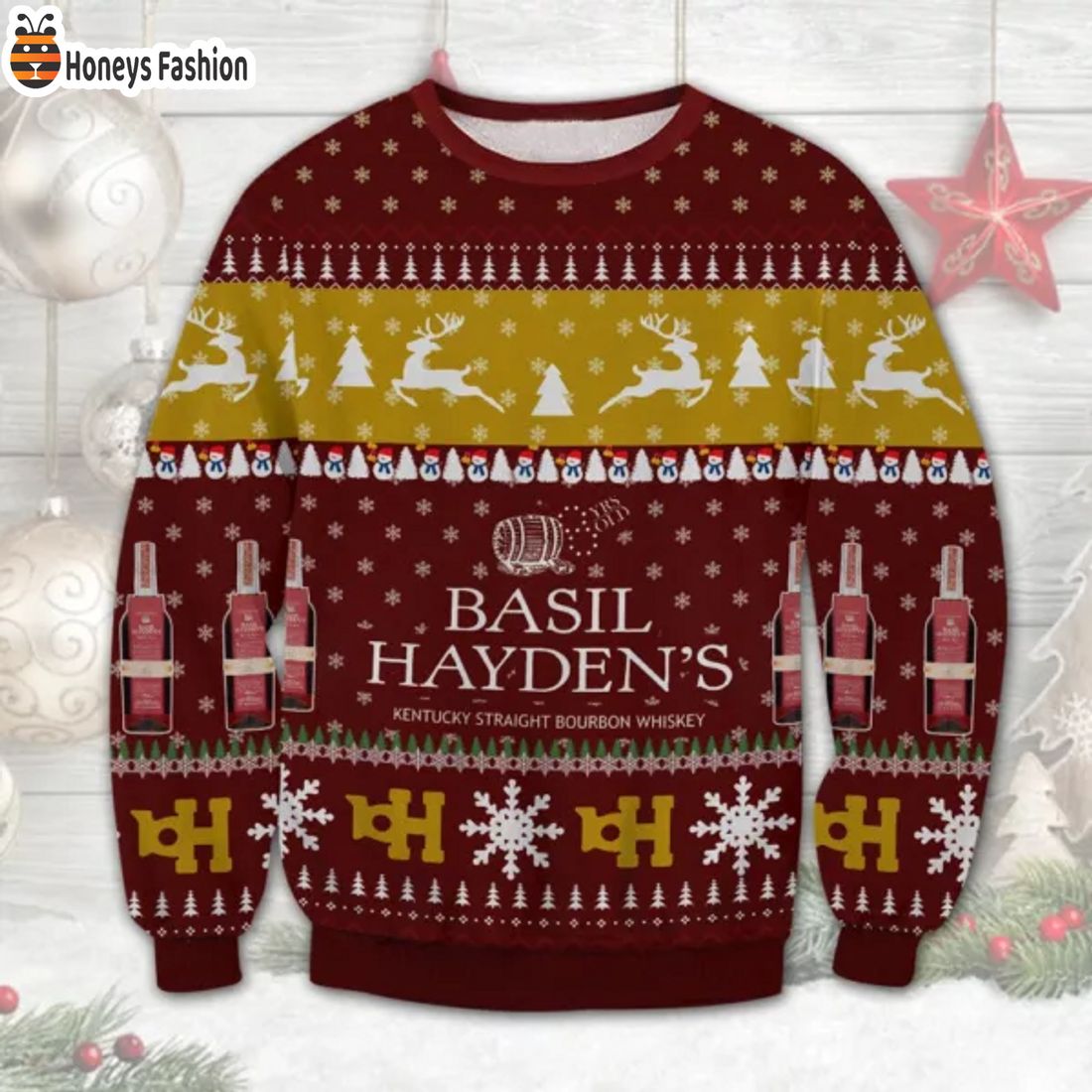 BEST TRENDING Basil Hayden’s Reindeer Christmas Ugly Sweater