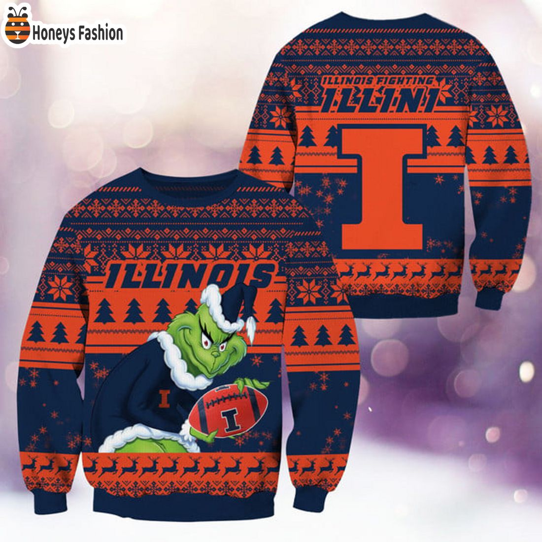 BEST TRENDING Illinois Fighting Illini NCAA Grinch Ugly Christmas Sweater