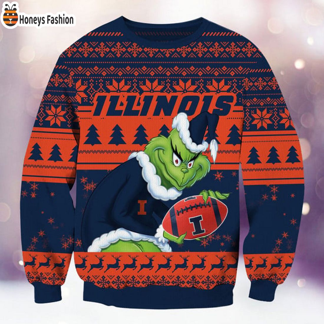 BEST TRENDING Illinois Fighting Illini NCAA Grinch Ugly Christmas Sweater