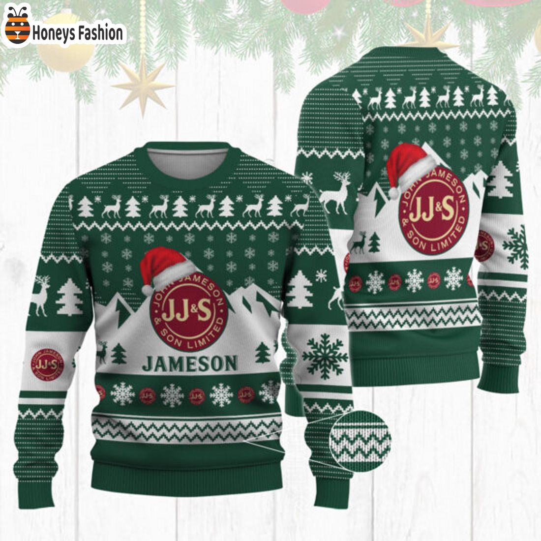 BEST TRENDING Jameson Santa Hat Reindeer Christmas Ugly Sweater