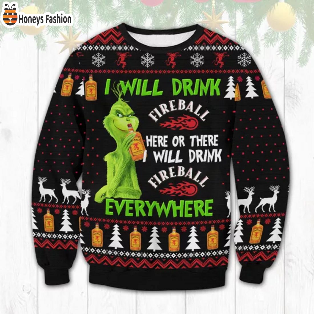 BEST TRENDING The Grinch x Fireball I Will Drink Reindeer Christmas Ugly Sweater