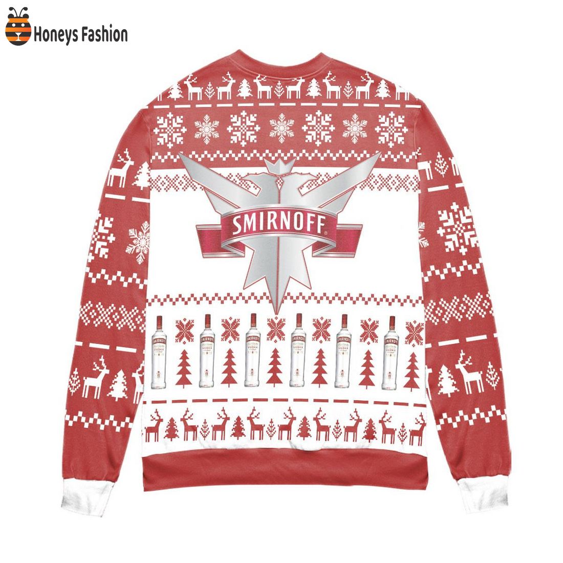 BEST TRENDING Vodka Smirnoff Red Label Logo Reindeer Christmas Ugly Sweater