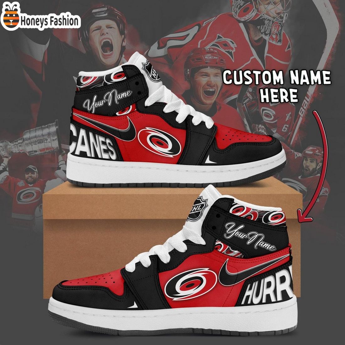 Carolina Hurricanes NHL Custom Name Air Jordan 1 Sneakers