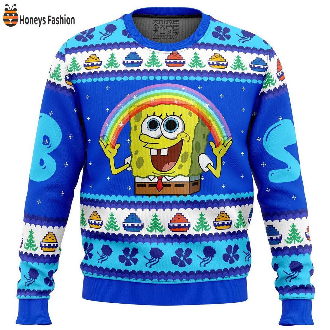 Cartoons Rainbow SpongeBob Ugly Christmas Sweater