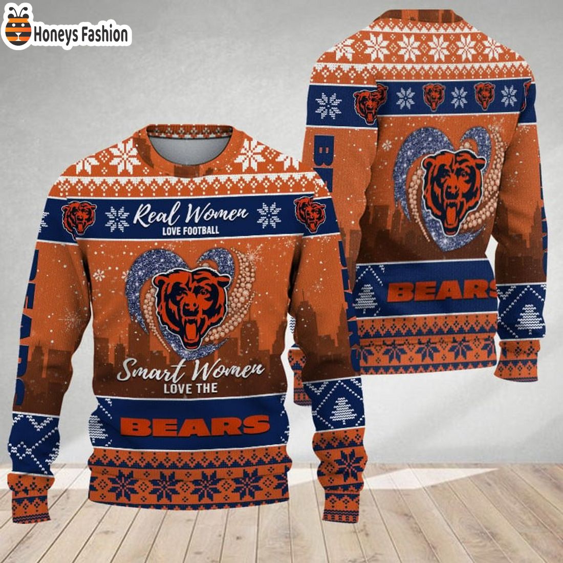 Chicago Bears Smart Women Love The Bears Ugly Christmas Sweater