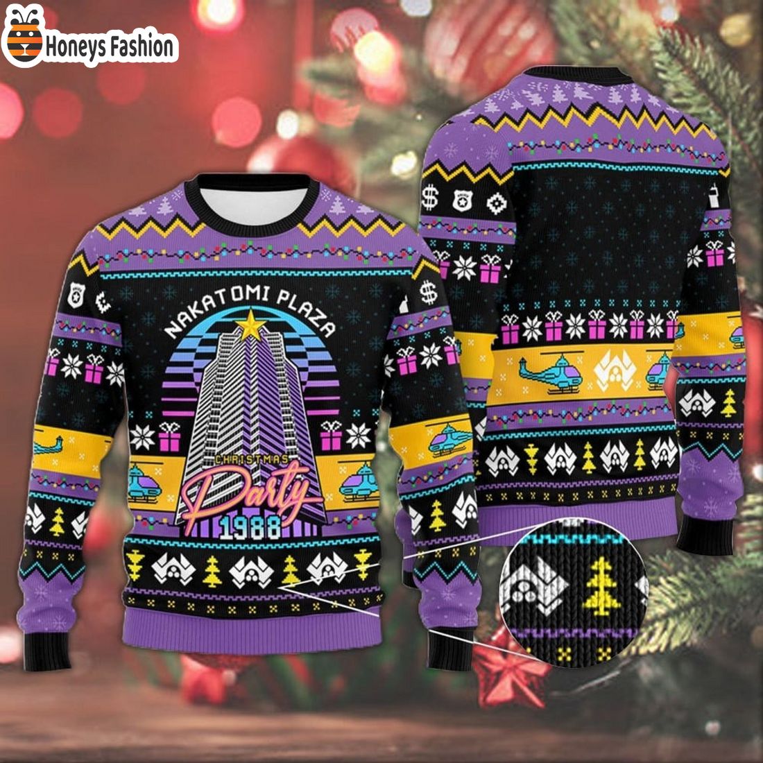 Die Hard Nakatomi Plaza Party 1988 Ugly Christmas Sweater