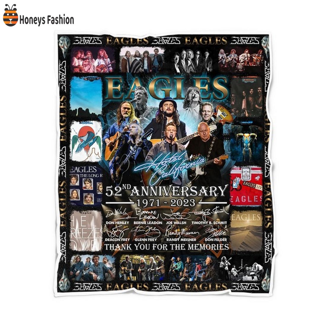 Eagles Hotel California 52nd anniversary thank you for the memories fleece blanket